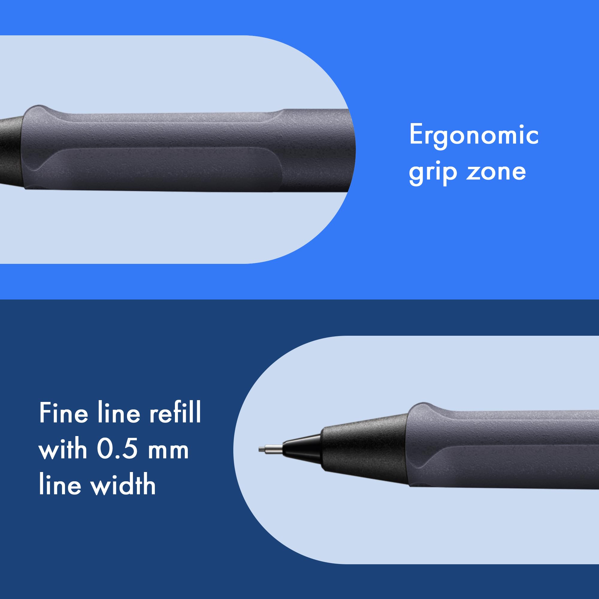 Lamy safari steel black ołówek automatyczny – klasyczny, z ergonomicznym uchwytem i obudową z tworzywa sztucznego ASA – ołówek z wkładem drobnym kreski M 41 o szerokości kreski 0,5 mm i końcówka do