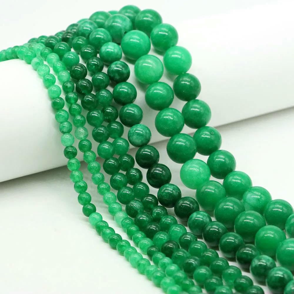 Cuentas redondas de piedra natural de 4, 6, 8 y 10 mm, jade verde, cuentas espaciadoras sueltas para la creación de pulseras, collares y joyería DIY. Accesorios para la elaboración de joyas. Apatita