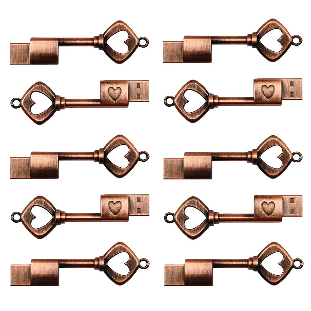 A Plus+ Lot de 10 Clé USB Cadeau 32 Go USB 2.0 Mémoire Stick Flash Drive en Forme de Clé USB Mariage