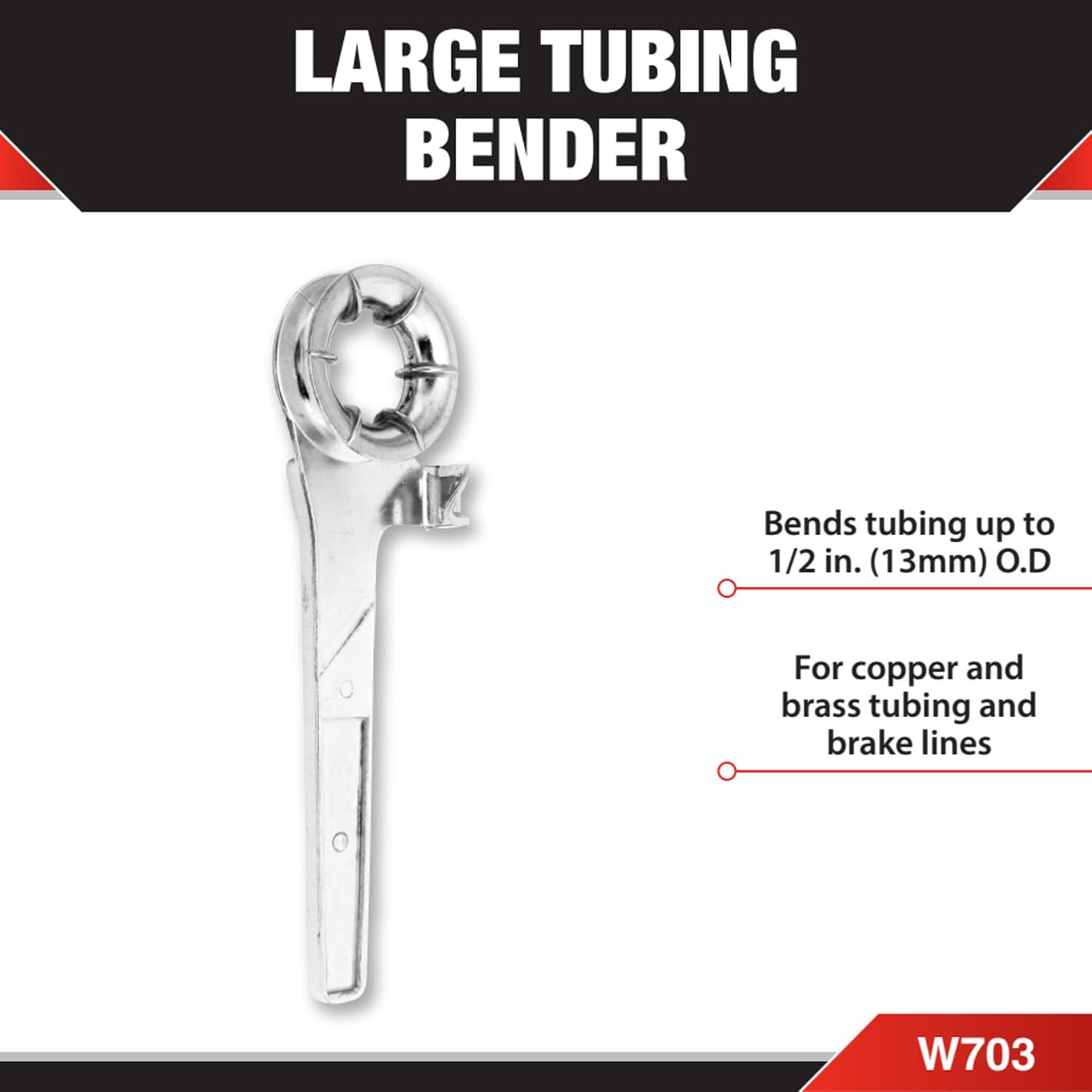 Performance Tool W703 Heavy-Duty Tubing Bender for Copper, Brass, and Brake Lines up to 1/2-Inch (13mm) OD