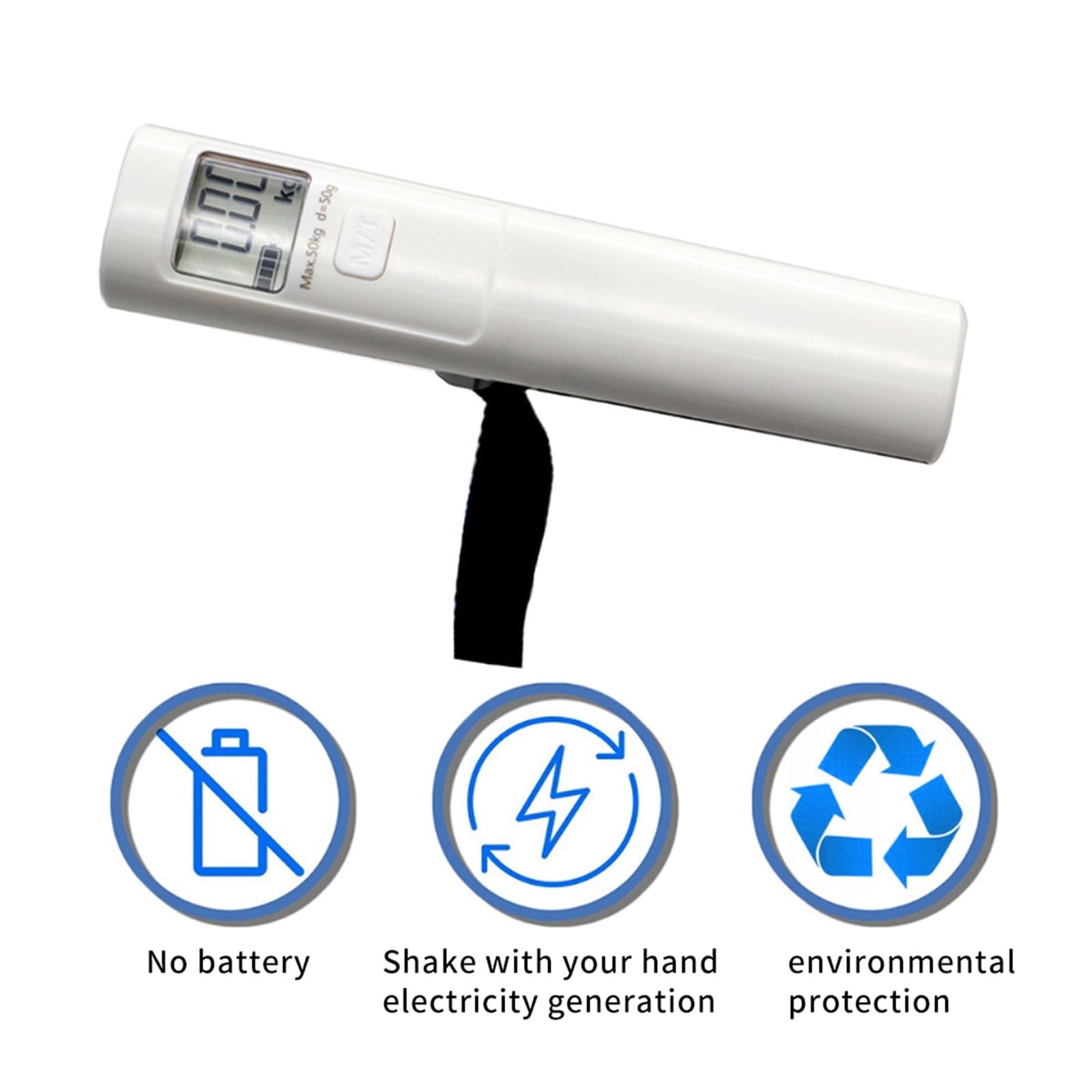 Bilancia pesa-bagagli digitale portatile manuale Hand-Shake Power Generation da 50 kg