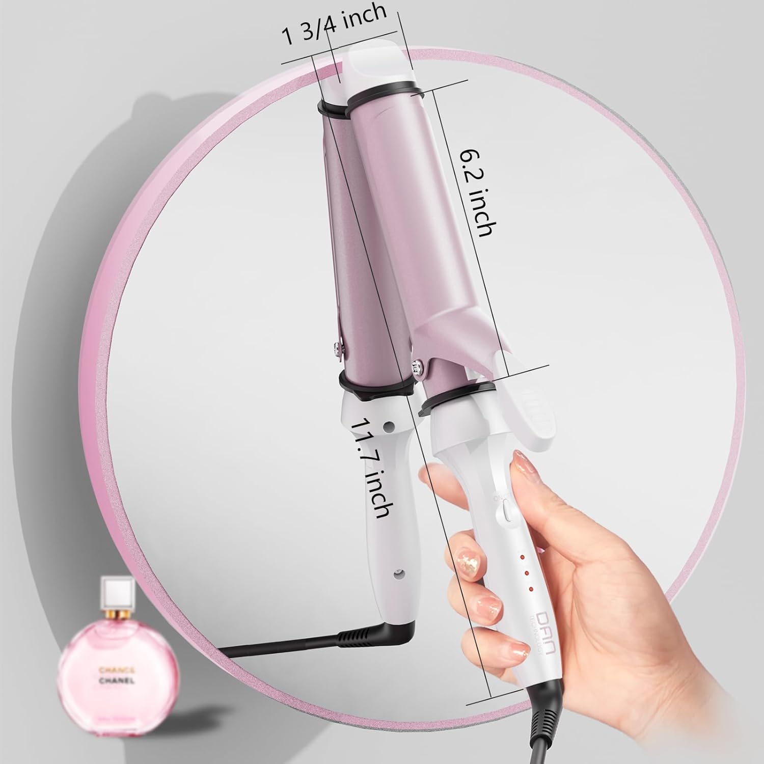 DAN Curling Iron,Hair Curling Iron,Curling Iron 1 1/4 inch,Long Barrel CurlingIron,Travel Curling Irons,Dual Voltage curlingIron,White - Image 4