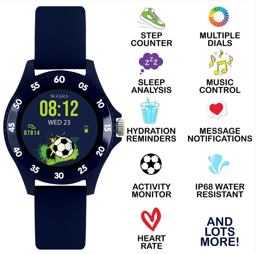 Tikkers Series 34 Kids Navy Smart Watch with Fitness Tracker, Heart Rate Monitor, IP68 Waterproof, Step Counter, Music Player, Sleep Monitor, Alarm, for Android iOS - Image 3