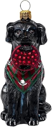 Joy To The World Black Lab con disco de búsqueda de cristal polaco adorno para perro Labrador Retriever