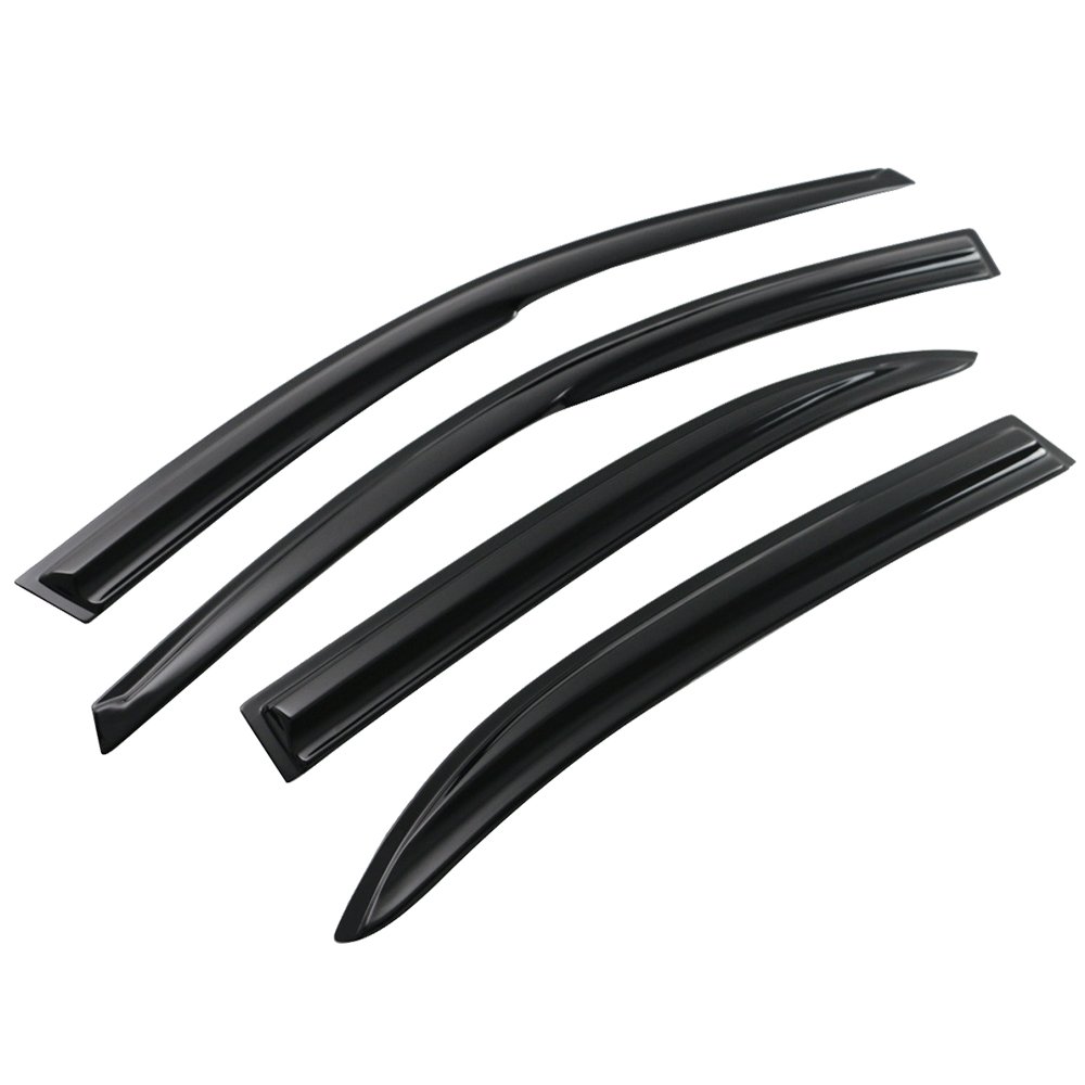 Photo 1 of IKON MOTORSPORTS Tape On External Window Visor, Compatible with 2003-2008 Toyota Corolla 9th Geng, Acrylic Smoke Tinted & Semi-Transparent Sun Rain Shade Guard Wind Vent Air Deflector