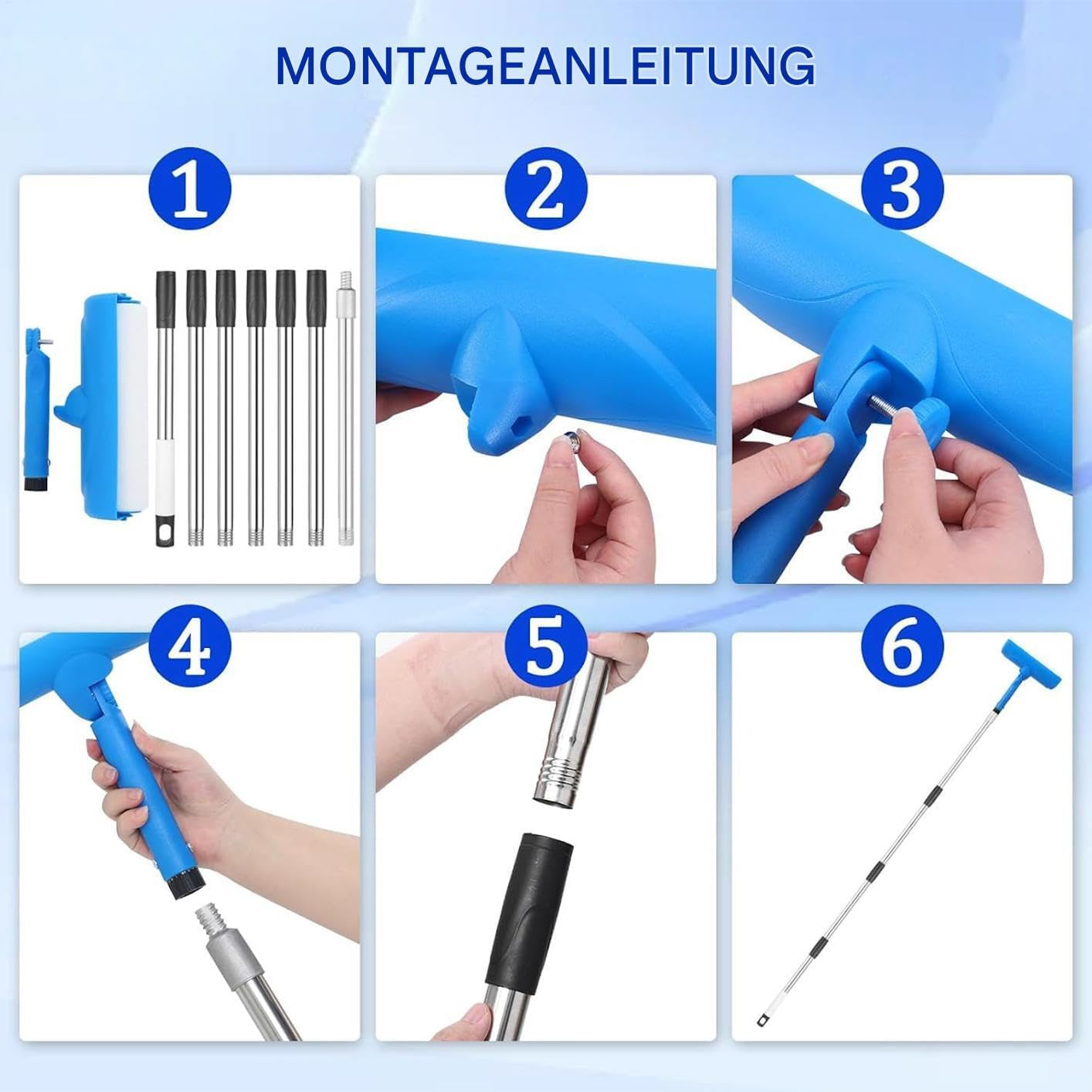 Rullo professionale anti-goccia: applicatore con manico lungo 20 cm con sistema di protezione per pittura da parete, set di strumenti per pittura a parete, per casa, cucina, bagno, pelliccia, facile
