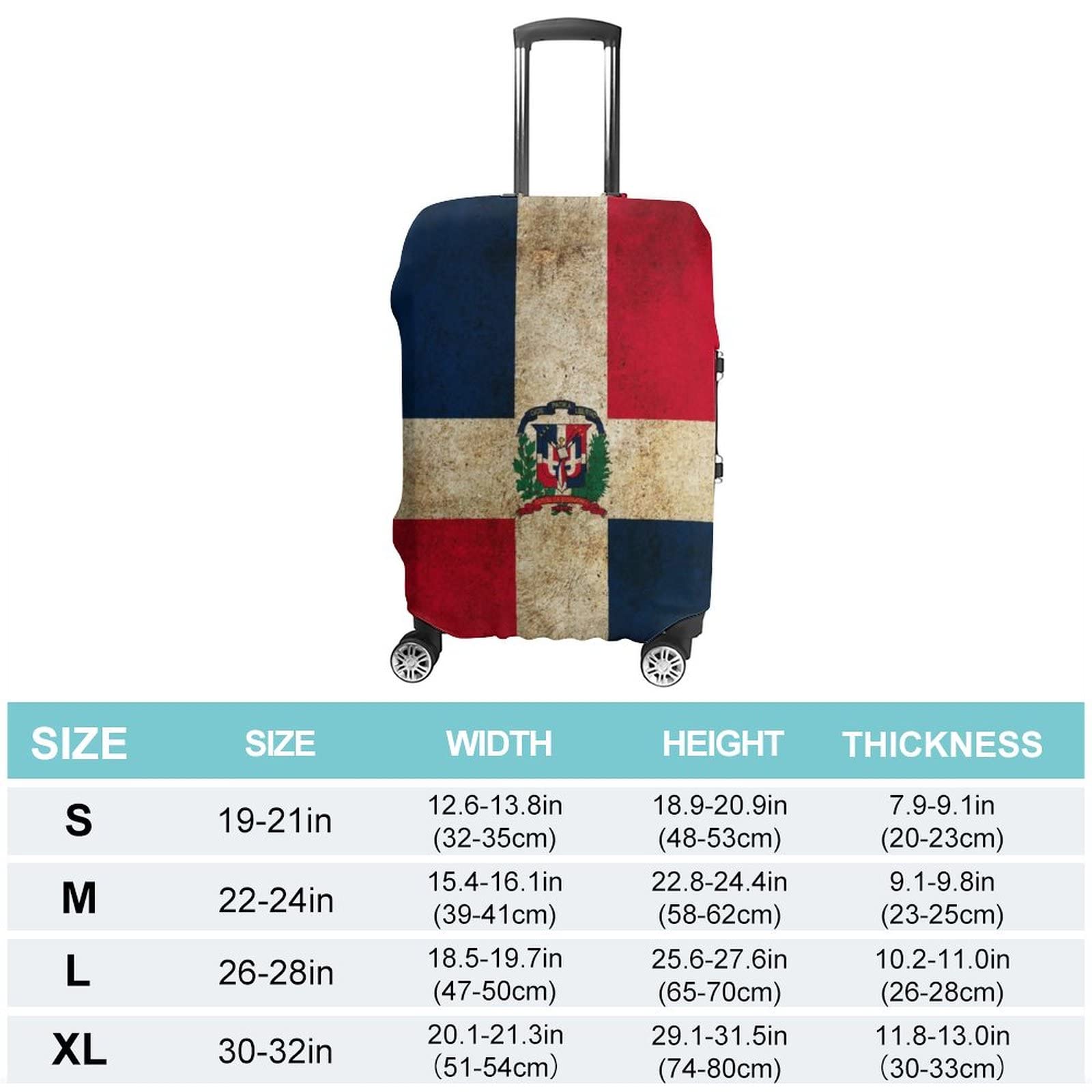 Vintage Dominican Republic Flag Travel Luggage Case Cover Washable Suitcase Protector Fits 19-32 Inch Luggage, X-Large, style