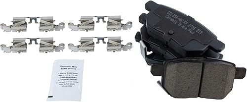 Miniatura 5 de TRQ Kit de pastillas de freno trasero y rotor de cerámica compatible con 09-19 Corolla 11-13 CT200h 09-13 Matrix 10-22 Prius 19-22 Prius AWD-e 12-13