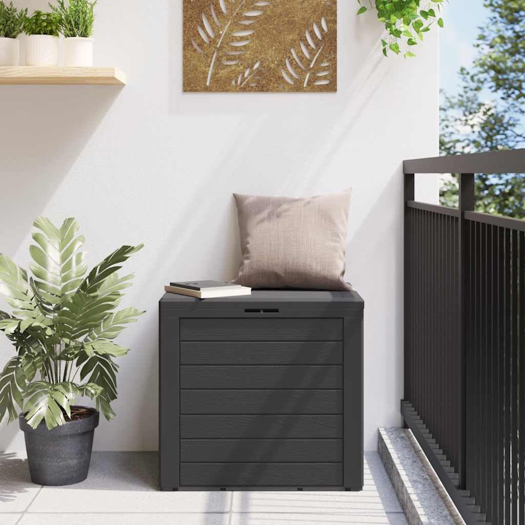 Skrzynia ogrodowa, antracytowa, polipropylenowa, 58,5 x 46 x 55 cm, skrzynia z pojemnością 140 l, odporna na warunki atmosferyczne, na taras, balkon, praktyczna skrzynia na poduszki z