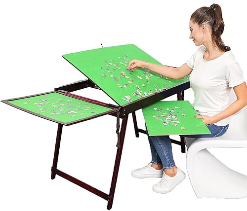 Baseca Tablero de rompecabezas de madera para los amantes de los rompecabezas, mesa de rompecabezas portátil con superficie antideslizante