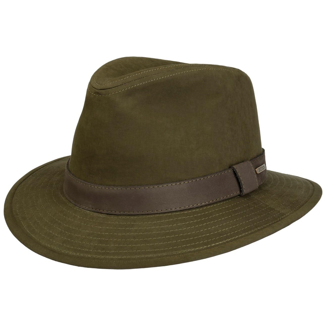 Stetson Waxed Traveller Stoffhut Ledergarnitur Herren Sommer Winter Oliv L (58-59 cm)