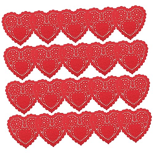 FUNOMOCYA Heart Shape Cake Paper Mat Food Oil Blotting Pad Decorative Paper Doilies 100pcs Pack