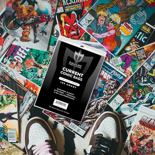 Image of Max Protection Max Pro Current Comic Bags - Archival Quality Acid-Free Storage for Comic Books - Crystal Clear 2 mil Polypropylene - 6-7 /8 inchx10-1 /2 Protection - (100 Bags)