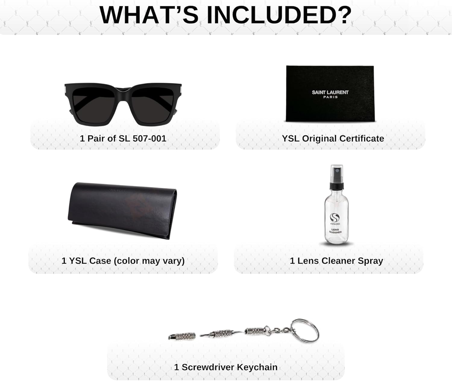 SAINT LAURENT SL 507 rectangular shape Sunglasses + Bundle with eSHADES Luxury Eyewear Kit - Image 4