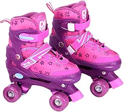 Patins Roller Ajustável Cadarço com Acessórios Rosa 34-37 DM Radical