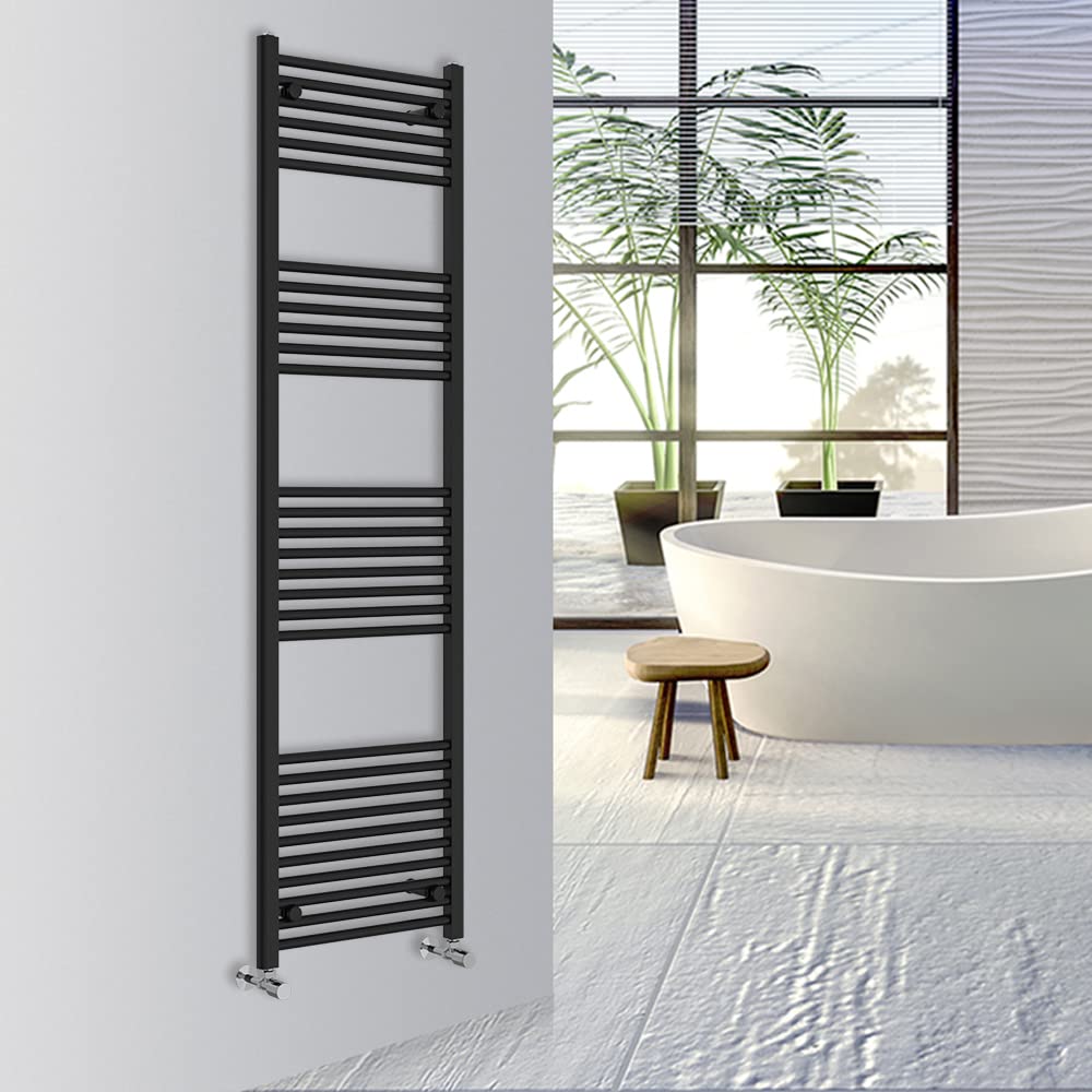Warmehaus Black Straight Bathroom Heated Towel Rail Warmer Radiator Central Heating 1800X500mm