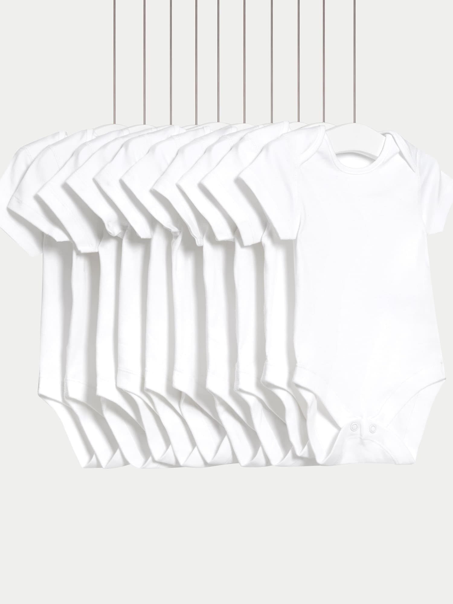 Marks & Spencer Bodies Manches Courtes Bébé Lot de 10, Mixte Garçon et Fille, 100% Pur Coton