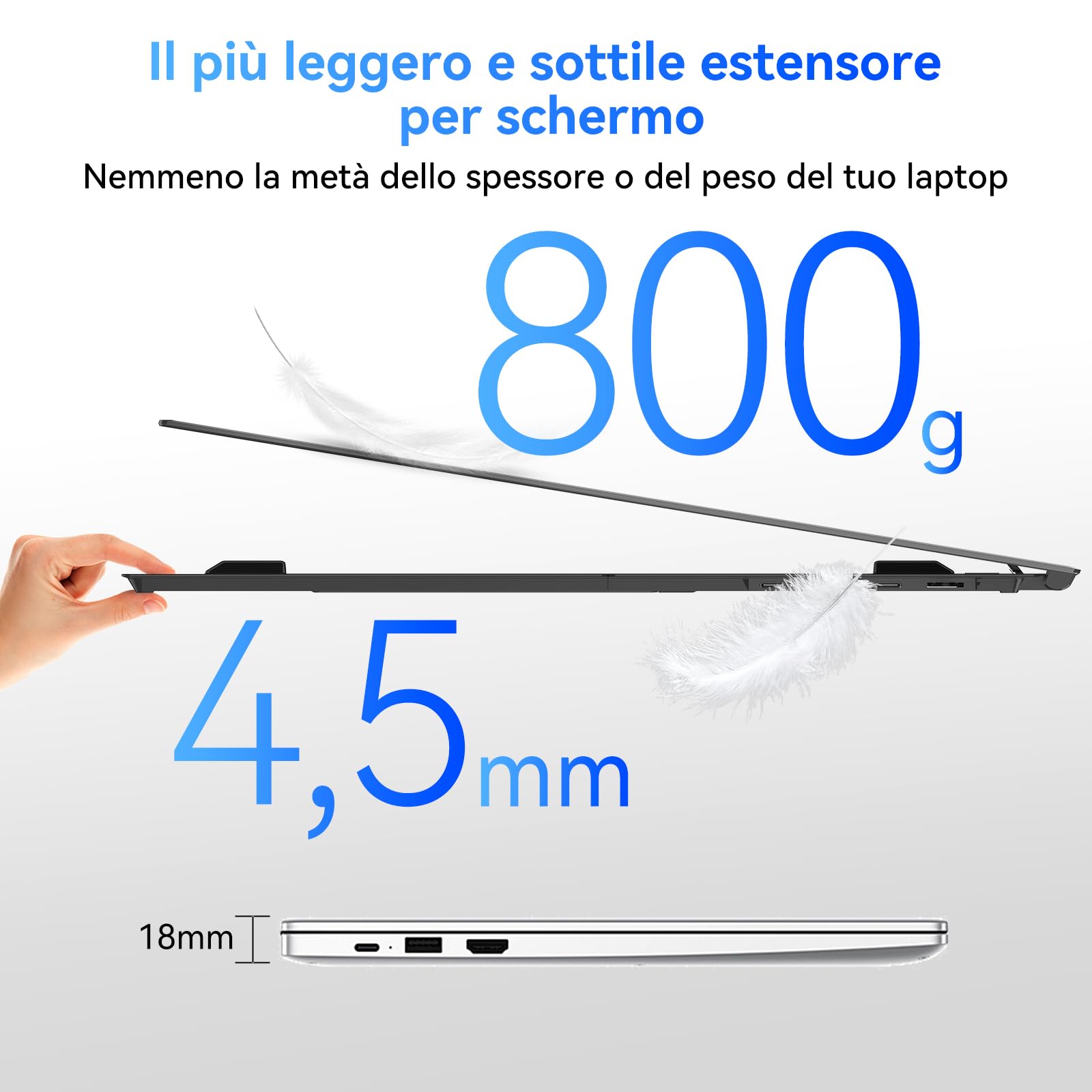 Blackview Monitor Portatile per Laptop, 15,6“ FHD 1200P 100% sRGB FHD Ultra Leggero Adatto a Tutte Dimensioni Laptops Venire con Type-C USB HDMI Plug-Play per Mac, Windows, Chrome, Android