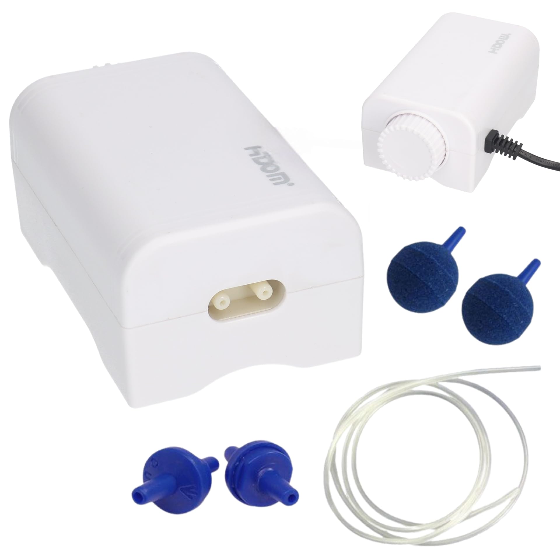 Hidom Ultra Quiet Adjustable Aquarium Air Pump Single/Double Outlet Air Pumps For Tropical or Marine Fish Tanks With Check Valves, Air Stones and Airline Tubing (C1 (1.2L/min))