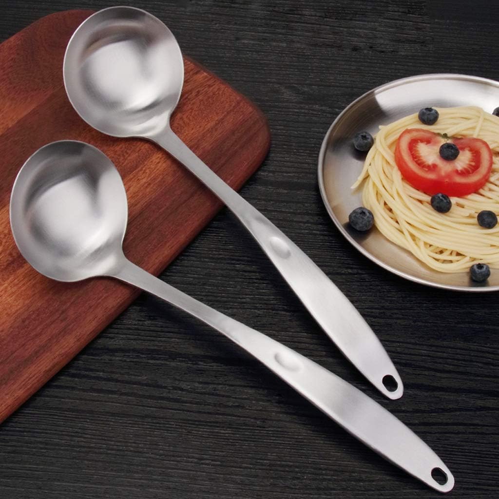 GLigeT Tablespoons 2-piece Set Stainless Steel Kitchen Cooking Sauce Spoon Long Handle Serving Spoon Elegant Kitchenware Serving Spoon, Dingzhebo2022