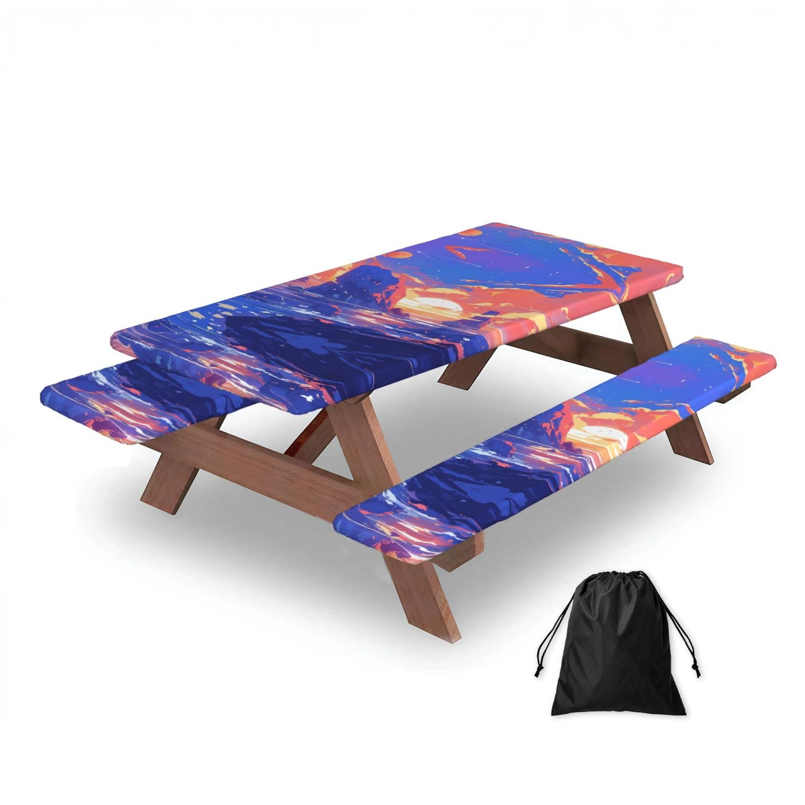 Sunset Painting Rectangular water-repellent picnic tablecloths, outdoor camping, picnic, BBQ