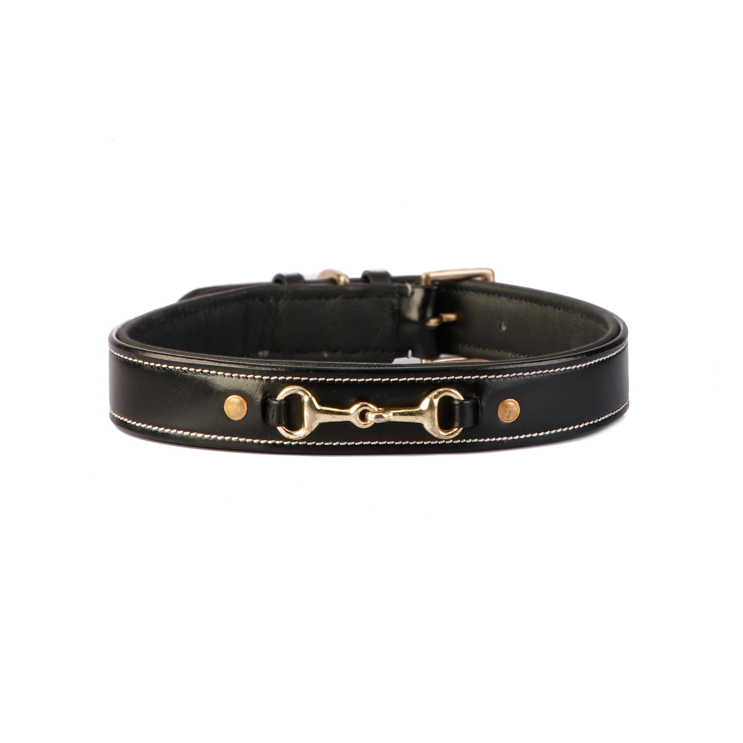 Comrade Saddlery Leather Dog Collar with Brass Fittings for Small, Medium, and Large Dogs - Vibrant Polish and Padding for Ultimate Comfort (22 INCHES, Black with Black Padding) (B0CWPN42TR) Amazon Price History, Amazon Price Tracker