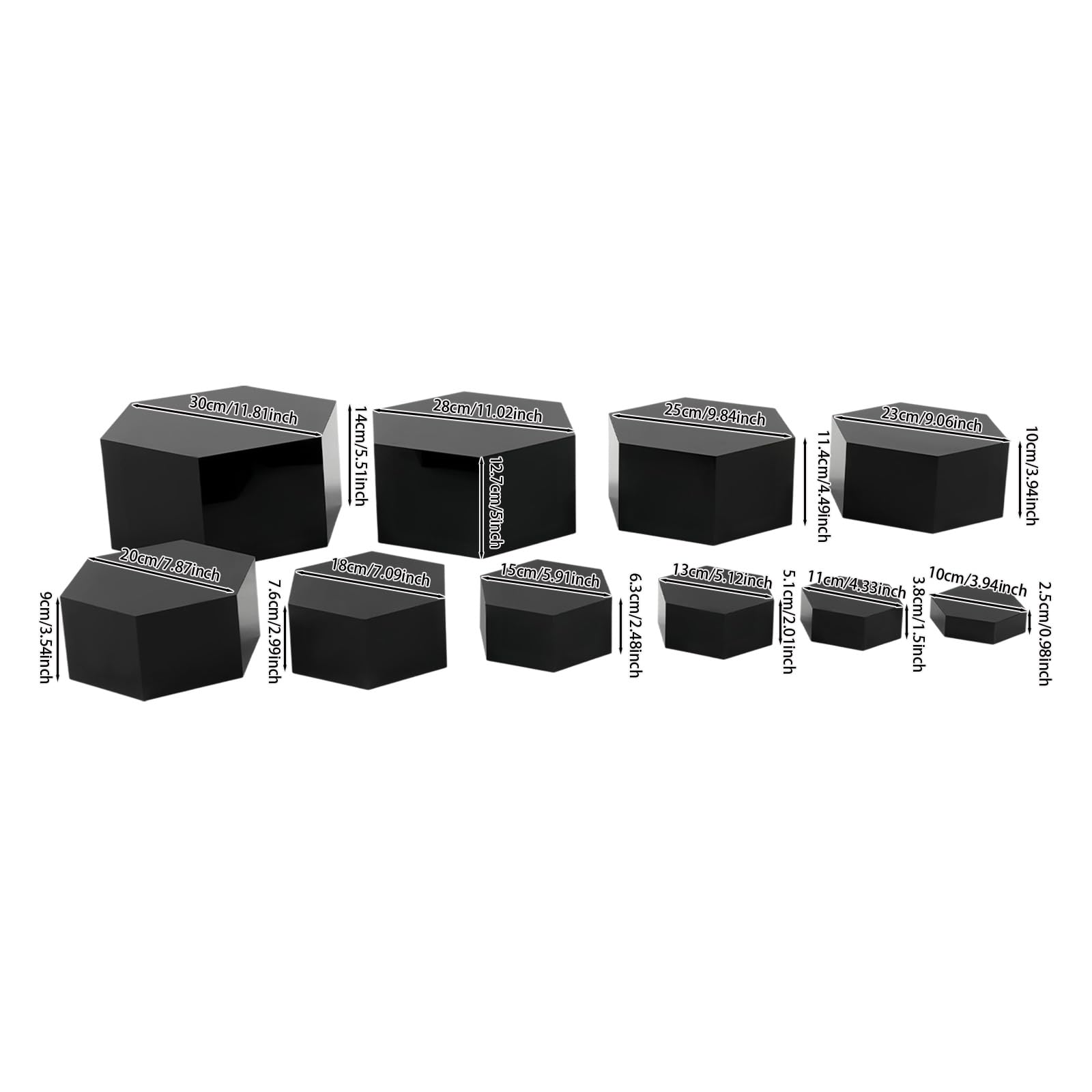 Lot de 10 présentoirs à dessert empilables pour buffet de 2,5 cm à 14 cm
