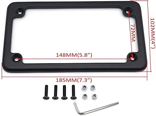 Miniatura 3 de Marcos de matrícula de motocicleta, soporte plano para placa de 7 x 4 pulgadas, accesorios exteriores universales cromados, color negro