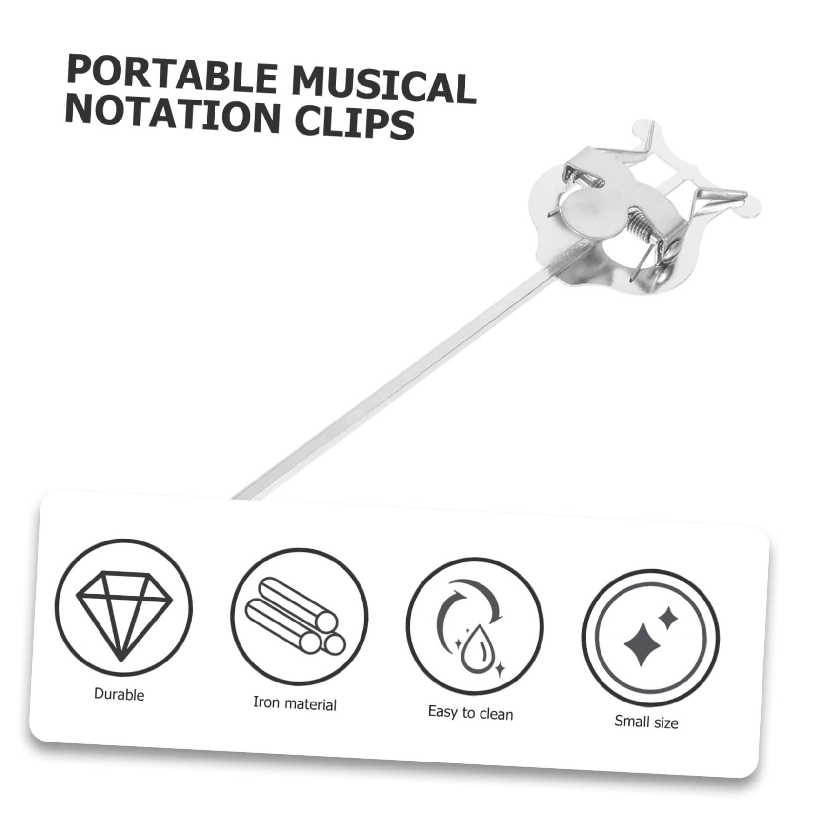 BESPORTBLE Morsetto Portatile per Spartiti Musicali in Metallo Placcato, Clip a Morsetto per Strumenti Fiato come Tromba, Tuba e Clarinetto Basso, Accessorio per Esibizioni e Marce Musicali