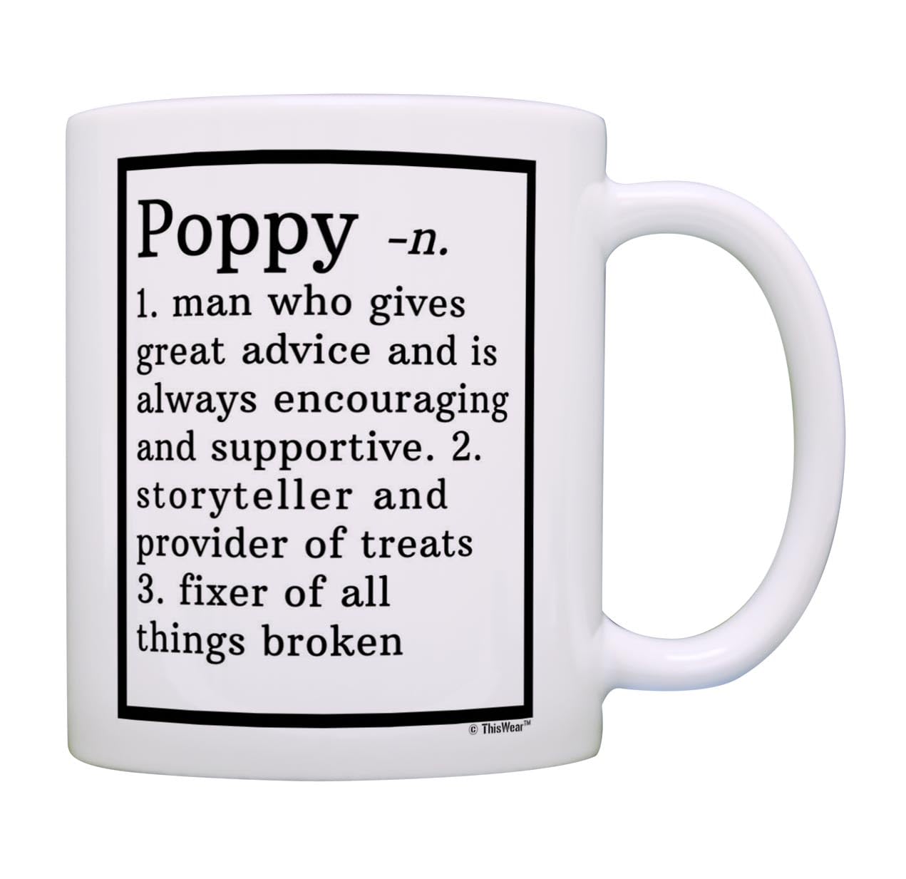 Funny Poppy Gifts Poppy Grandpa Definition Fathers Day Mug for Poppy Gift Coffee Mug Tea Cup White