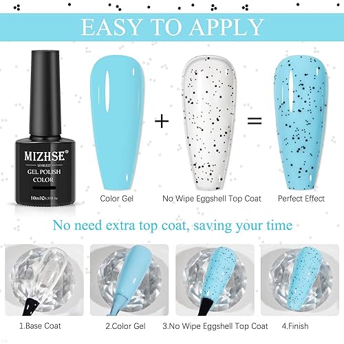 Miniatura 8 de MIZHSE Eggshell Gel Polish Top Coat, Speckled Nail Polish Black Spot Quail Clear Top Coat Gel Nail Polish for Nail Art Salon Design Manicure 10ml