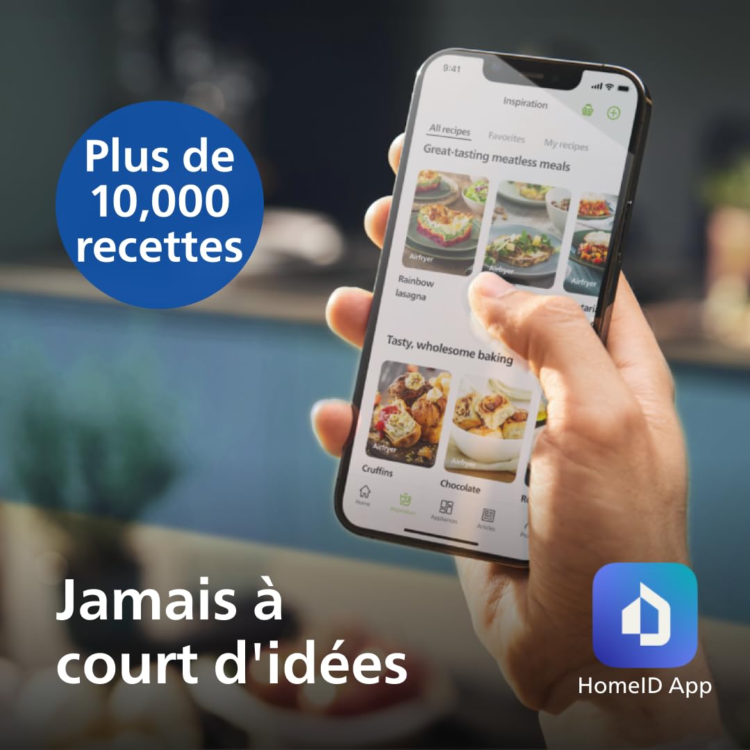 Philips Airfryer Série 2000 - Air Fryer 6.2L, 13 modes de cuisson, technologie RapidAir, jusqu'à 90% de matières grasses en moins, fenêtre de cuisson, écran tactile, Noir (NA230/00)