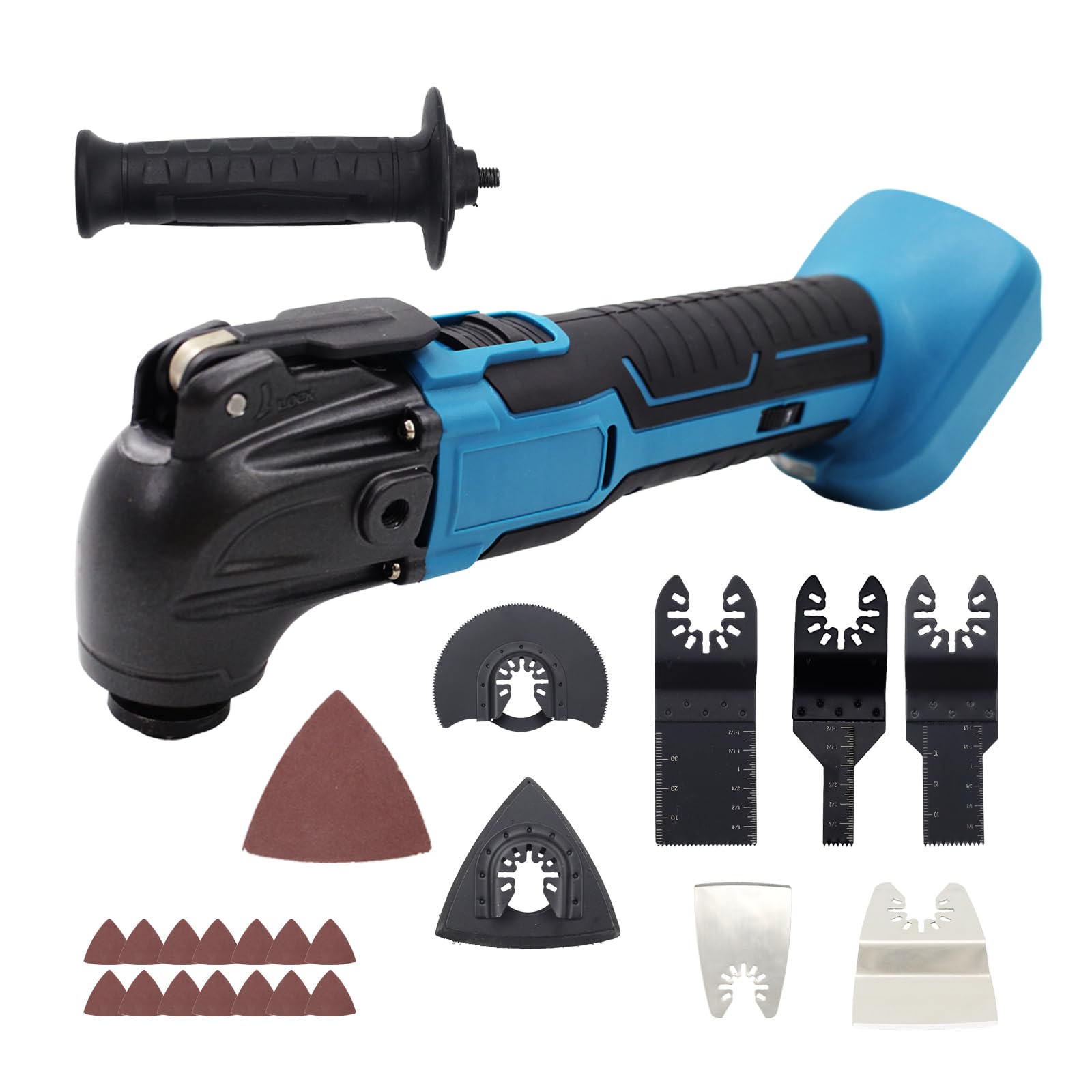 Batteria multifunzione compatibile con Makita 18 V, strumento oscillante a 6 velocità e motore senza spazzole, smerigliatrice e raschietto, strumento multifunzione – senza batteria