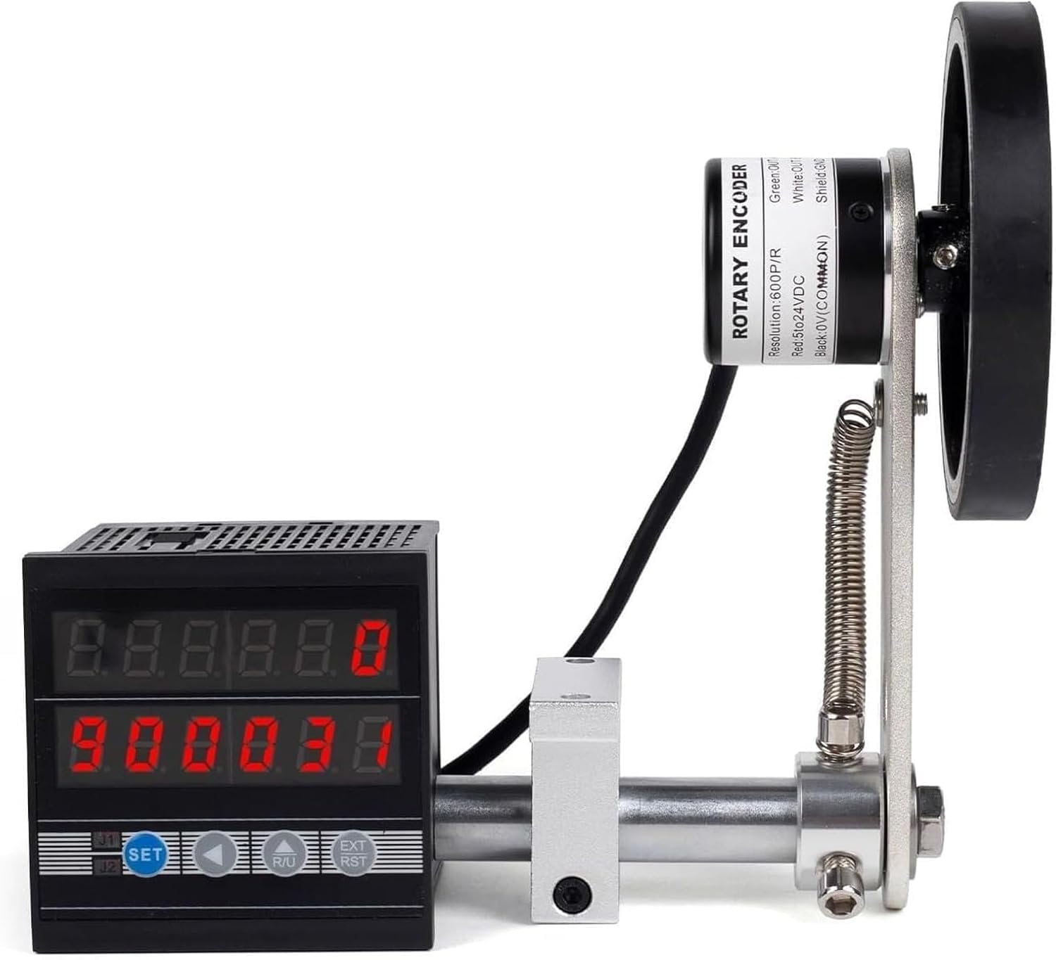Contador Digital de Longitud con Rueda de medición para pies, Pulgadas y Metros, Contador mecánico de 0 a 999999 y Controlador de codificación de Alta precisión.