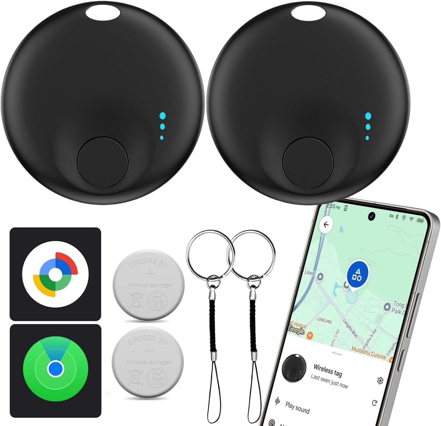 Bluetooth Tracker for Android and iOS,Works with Google Find My Device & Apple Find My,Dual-System Smart Tag,Item Locator for Keys,Wallets and Luggage-image-1
