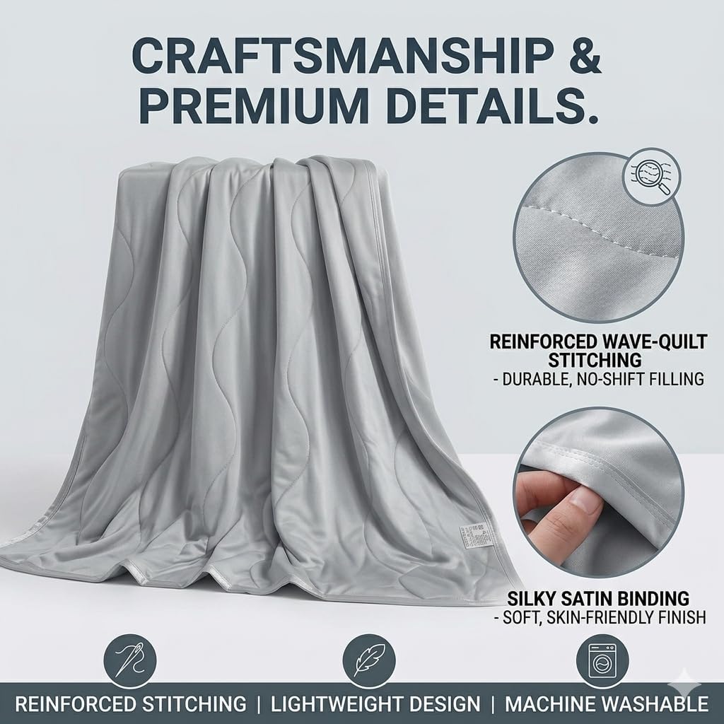 Cooling Blanket for Hot Sleepers, Double-Sided Cold Touch Summer Quilt, Ultra-Soft & Breathable Bedding for Night Sweats, Lightweight Comforter for Bedroom & Couch (Gray, Queen)