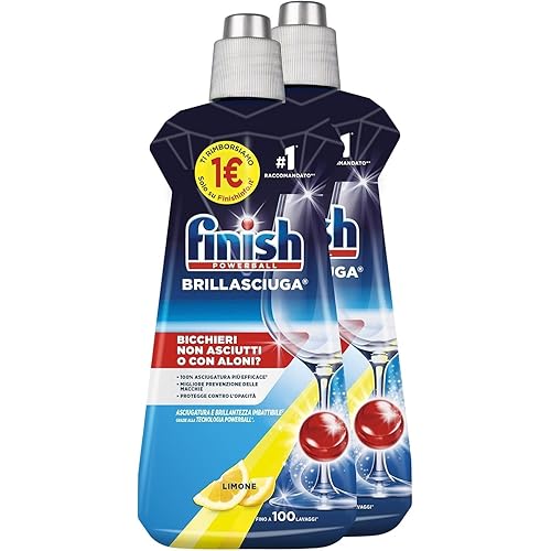 Immagine del prodotto Finish Brillantante Lavastoviglie al Limone, 2 Prodotti da 500 ml di Brillantante, Additivo Lavastoviglie per Stoviglie Splendenti e Asciutte