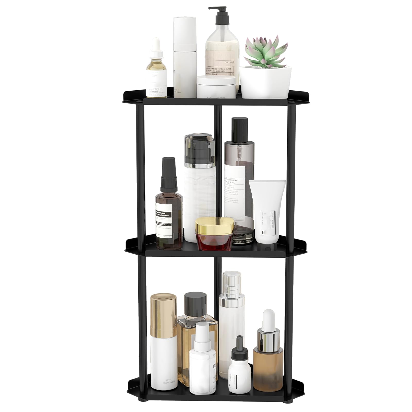 Jesginboo 3 Tier Bathroom Counter Organizer, Vanity Organizer Corner Shelf, Skincare, Makeup Countertop Organizers, Kitchen, Bathroom Counter Storage,