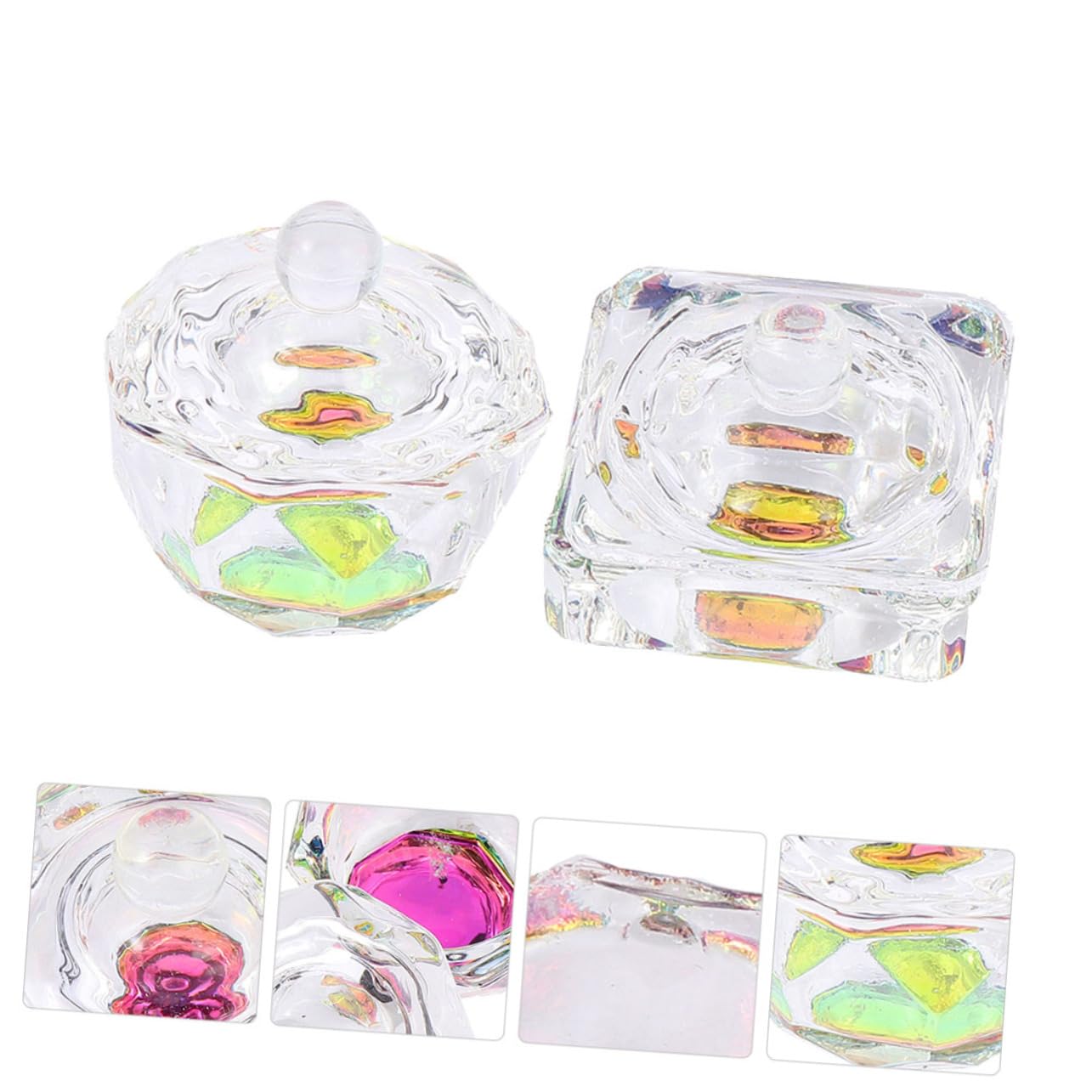 2pcs Nail Crystal Container with Lid Diy Nail Art Liquid Cup for Mixing Powder Unique Glass Crystal Bowls for Manicure Tool for Enthusiasts image 4