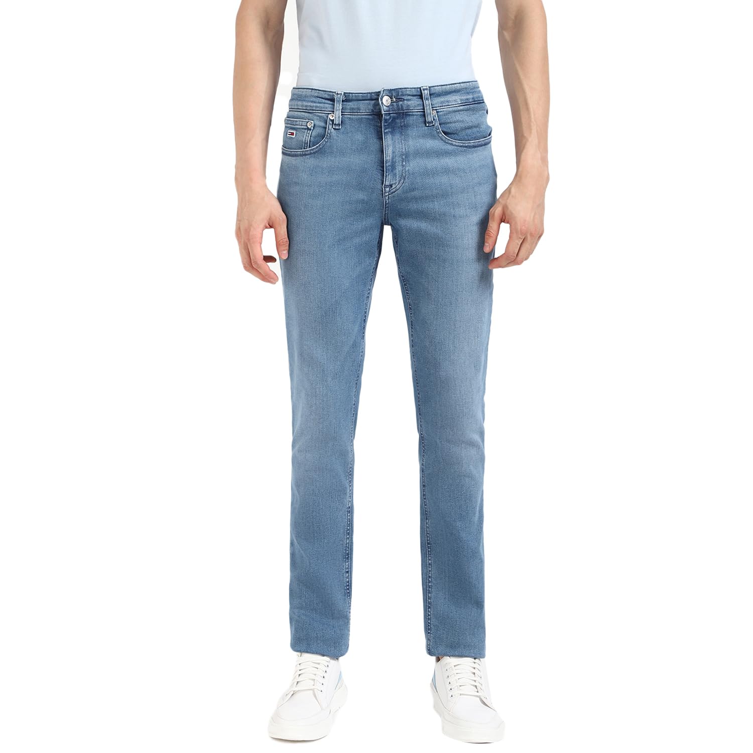 Mid-Wash Slim-Fit Low Rise Jeans Light-Blue