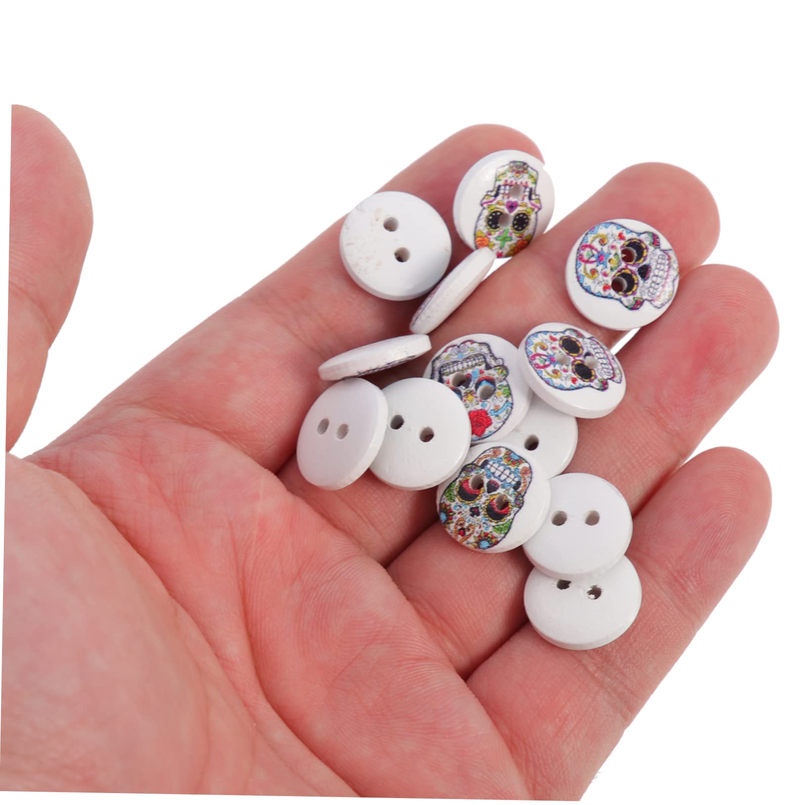 Tofficu 5 Set Di Bottoni Decorativi in ​​legno Per Abbigliamento Accessori Per Cucito Artigianali A Forma Di Teschio Set Di Bottoni Multifunzionali 200 Pezzi*5
