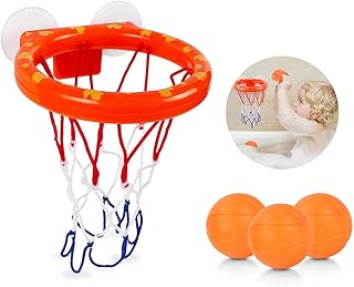 Jouet Bain, Panier Basket Ventouse, BéBé Toddler Jouet de Bain, Jouets Amusants pour le Bain, Baignoire Jouet Panier de Basket avec 3 Balles, Montessori Jouet Éducatifs pour Garçons Filles (A)