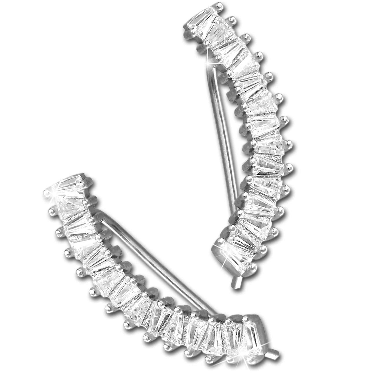 SilberDream Orecchini triangolari bianchi con zirconi in argento 925 da donna GSO475W, Argento sterling, Zirconia cubica