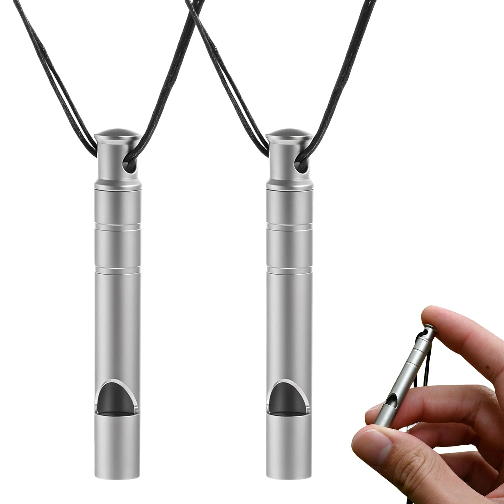 2 Stück Trillerpfeife Laut Notfall,Whistle,Notfallpfeife,Signalpfeife,Titanlegierung Material,120 dB Hohe Lautstärke,Geeignet Für Outdoor-Camping,Überleben,Wandern In Der Wildnis Und Andere Notfälle