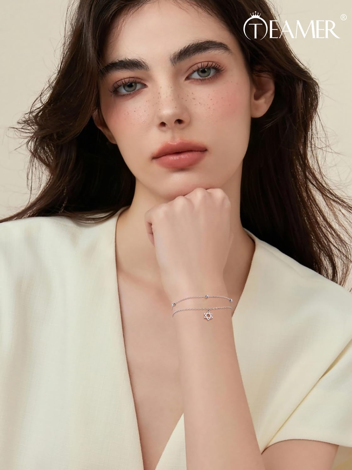 TEAMER Adjustable Star of David Bracelet Double Layer Beads Chain Star of David Bracelet Jewish Hexagram Judaism Amulet Jewelry For Women - Image 2