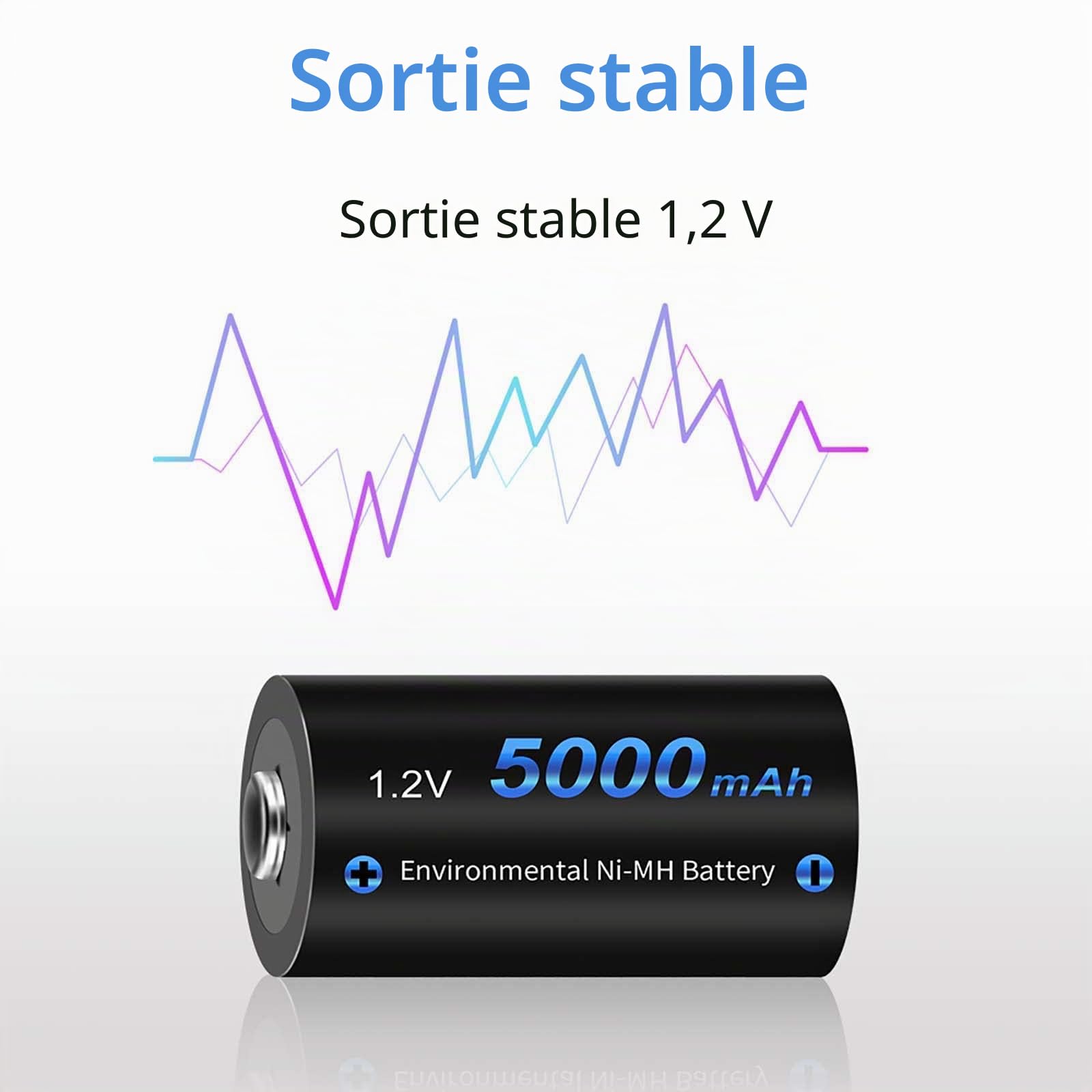CITYORK Chargeur de Batterie Universel pour écran LCD avec Fonction de décharge pour Batteries AA, AAA, C, D, 9V NI-MH NI avec 4 Batteries NI-MH C Taille 5000mAh
