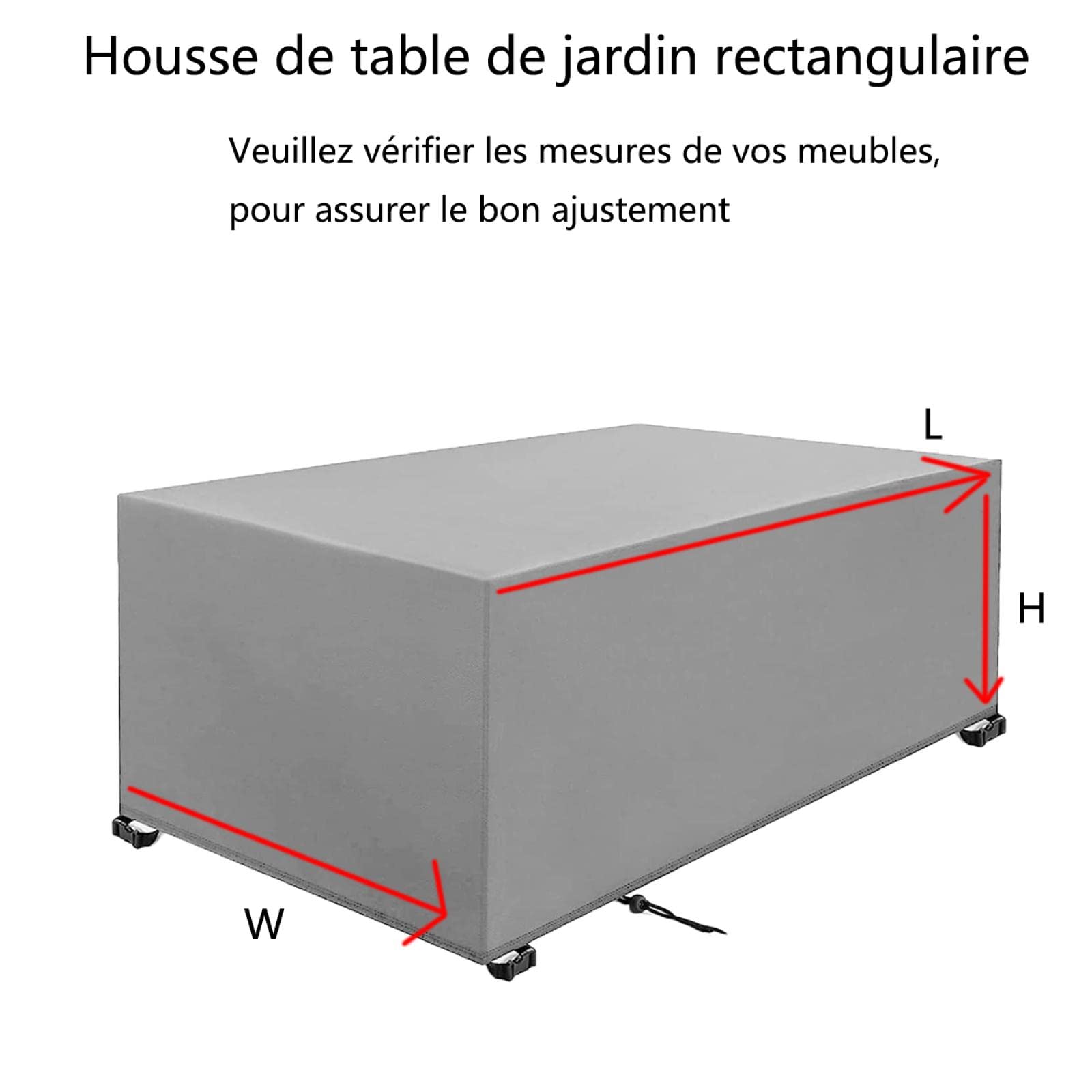 Housse Salon De Jardin Rectangulaire Housse De Table Jardin 170x75cm - Tissu Oxford 420D Anti-UV & Imperméable | Protection Vent/pluie Bache Salon De Jardin