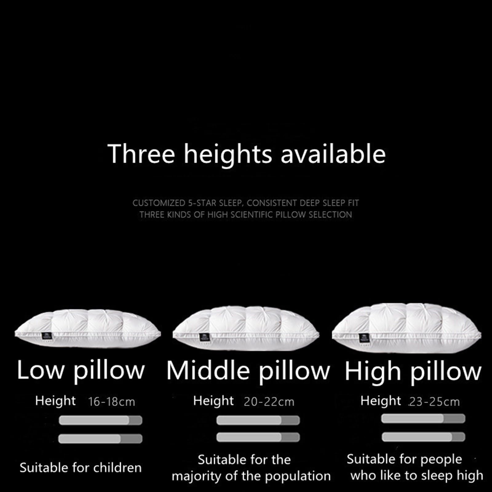 2 almohadas cómodas de plumón de algodón con núcleo de plumón de ganso blanco, núcleo de almohada cervical (almohada alta 1 unidad)