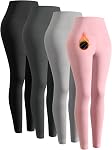 4 Leggings à cordes en peluche pour femmes Legging chaud thermique d'hiver pour les femmes pantalons de course de yoga haute taille