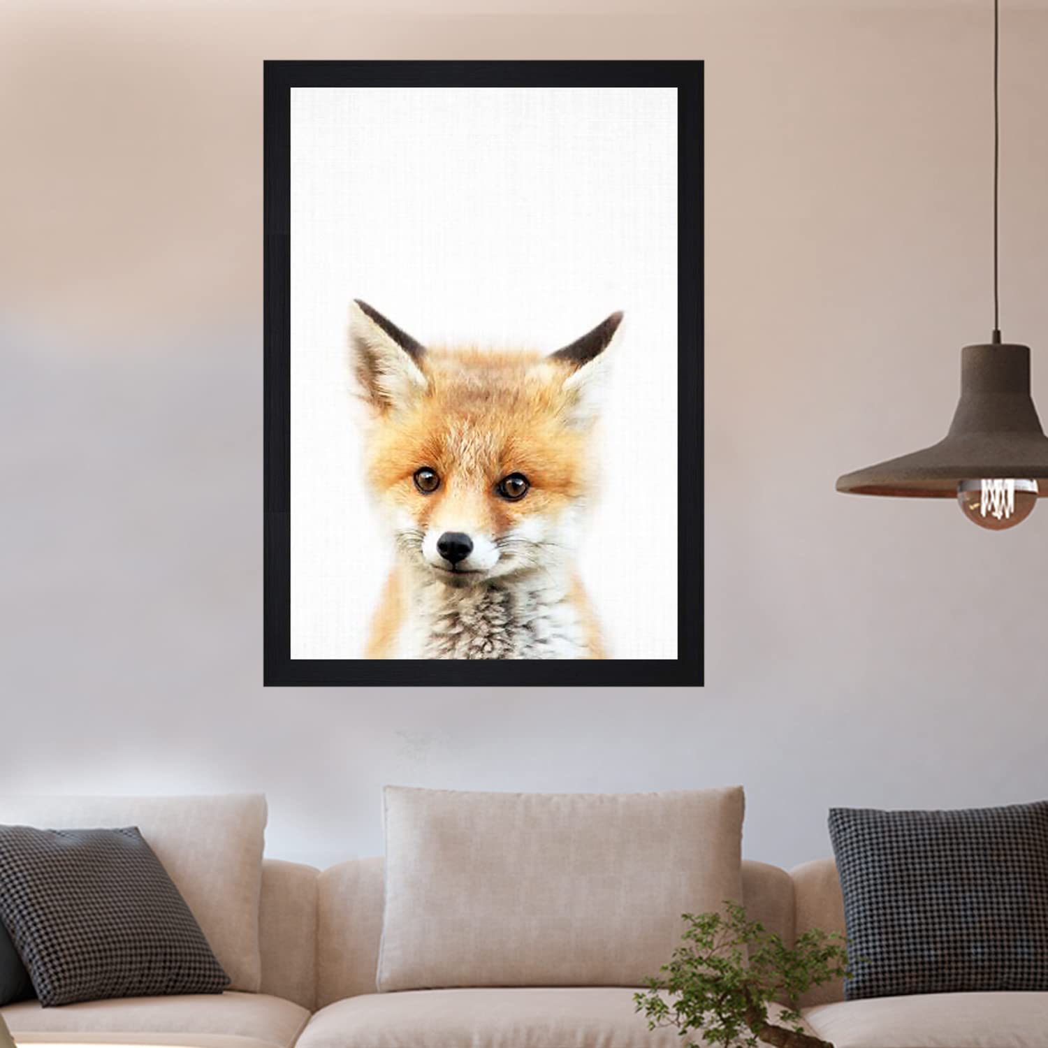 Gallery99 Baby Fox Kids Textured Paper Framed Art Print for Kids Room Decor Wall Art Painting (13.25x1.25x19.25)